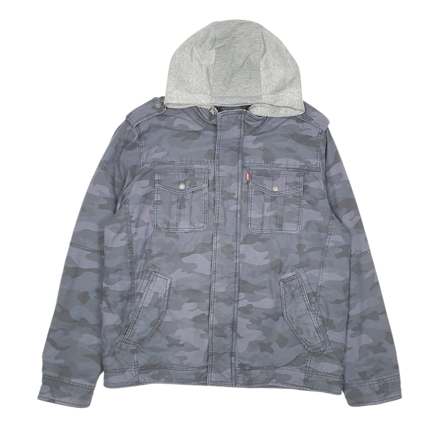 Mens Navy Levis Military Camouflage Hooded Fleece Lined  Coat