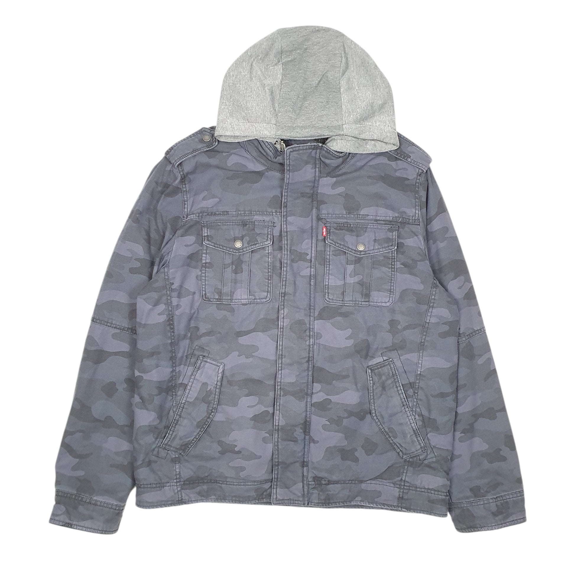 Mens Navy Levis Military Camouflage Hooded Fleece Lined  Coat