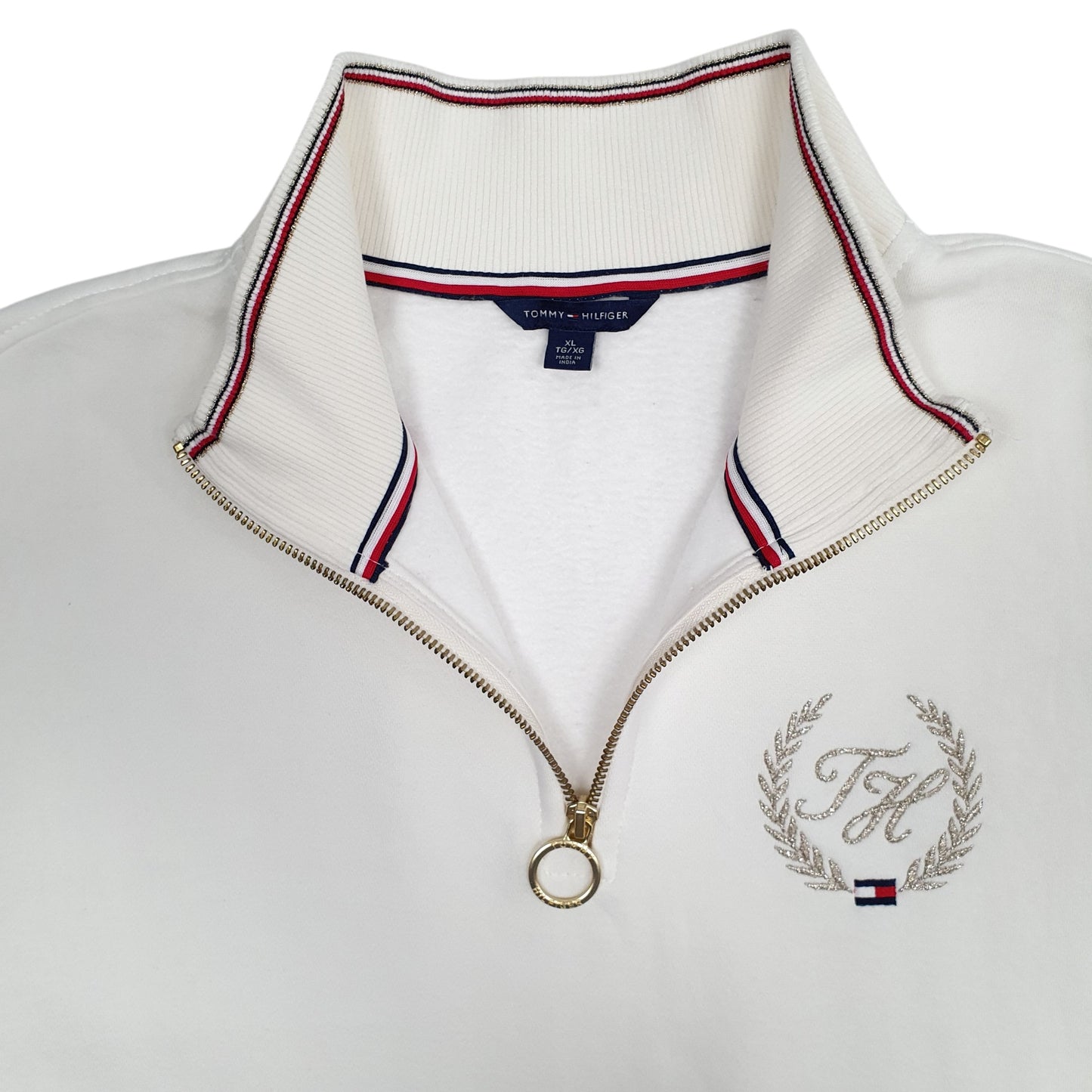 Womens White Tommy Hilfiger  Quarter Zip Jumper
