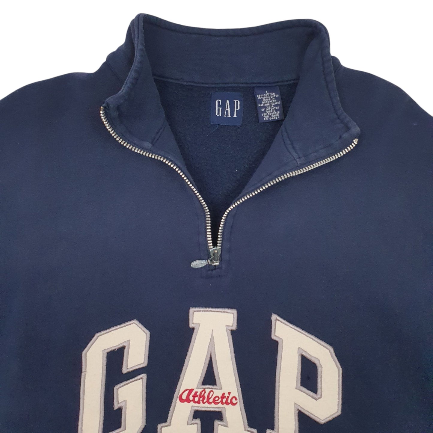Mens Navy Gap Vintage 90s Spellout Quarter Zip Jumper