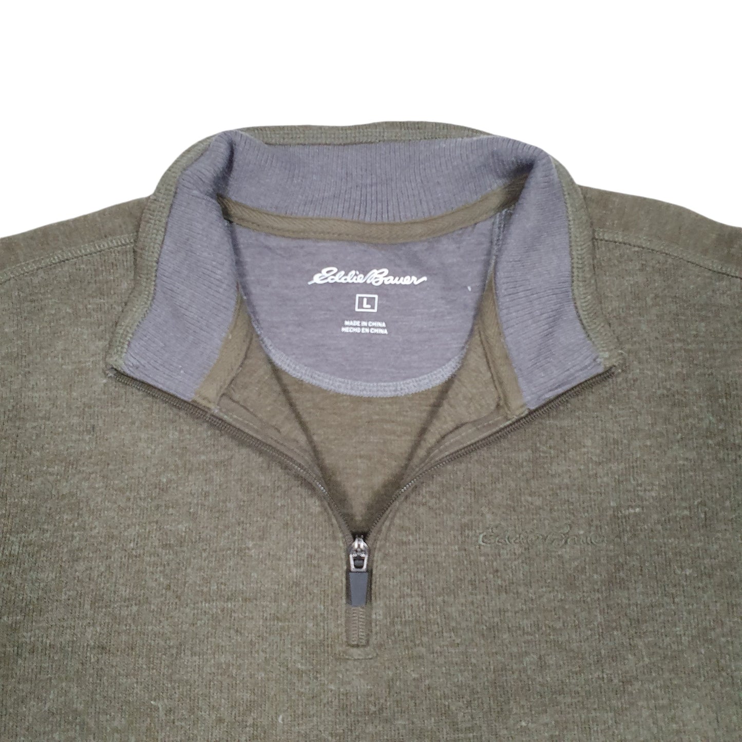 Mens Khaki Eddie Bauer  Quarter Zip Jumper