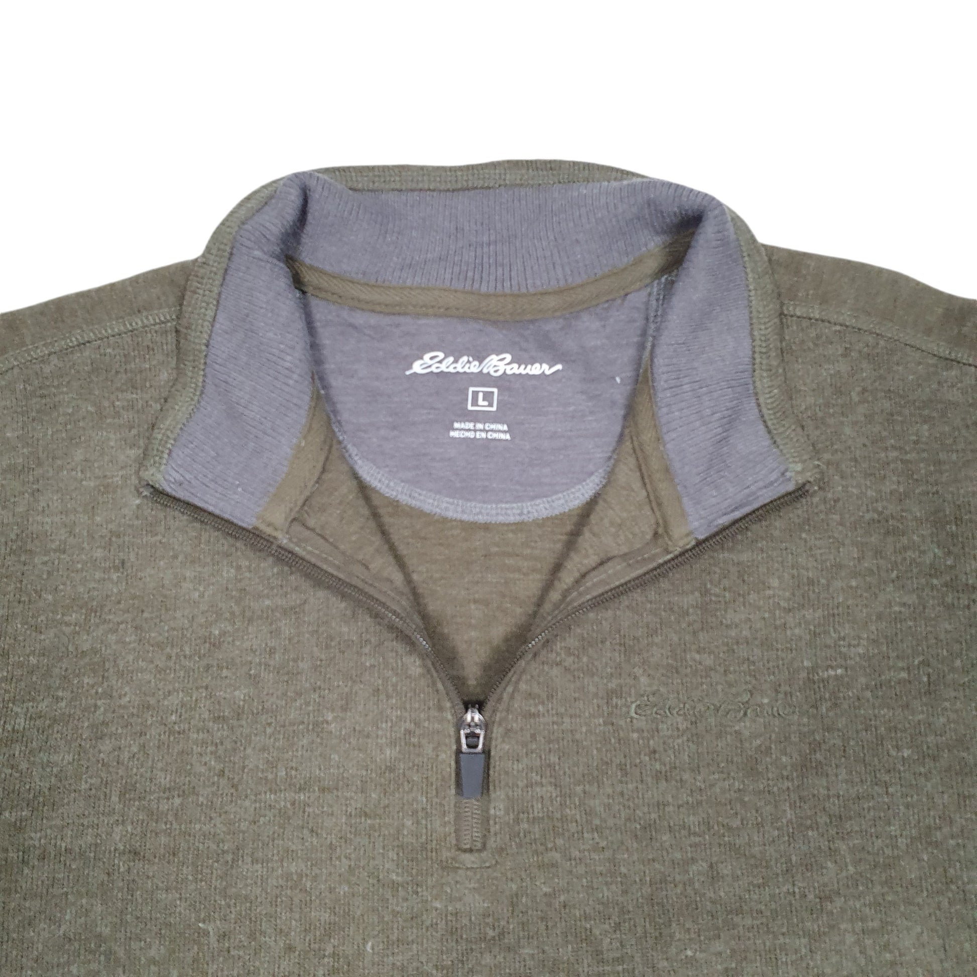 Mens Khaki Eddie Bauer  Quarter Zip Jumper