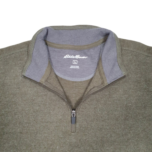 Mens Khaki Eddie Bauer  Quarter Zip Jumper