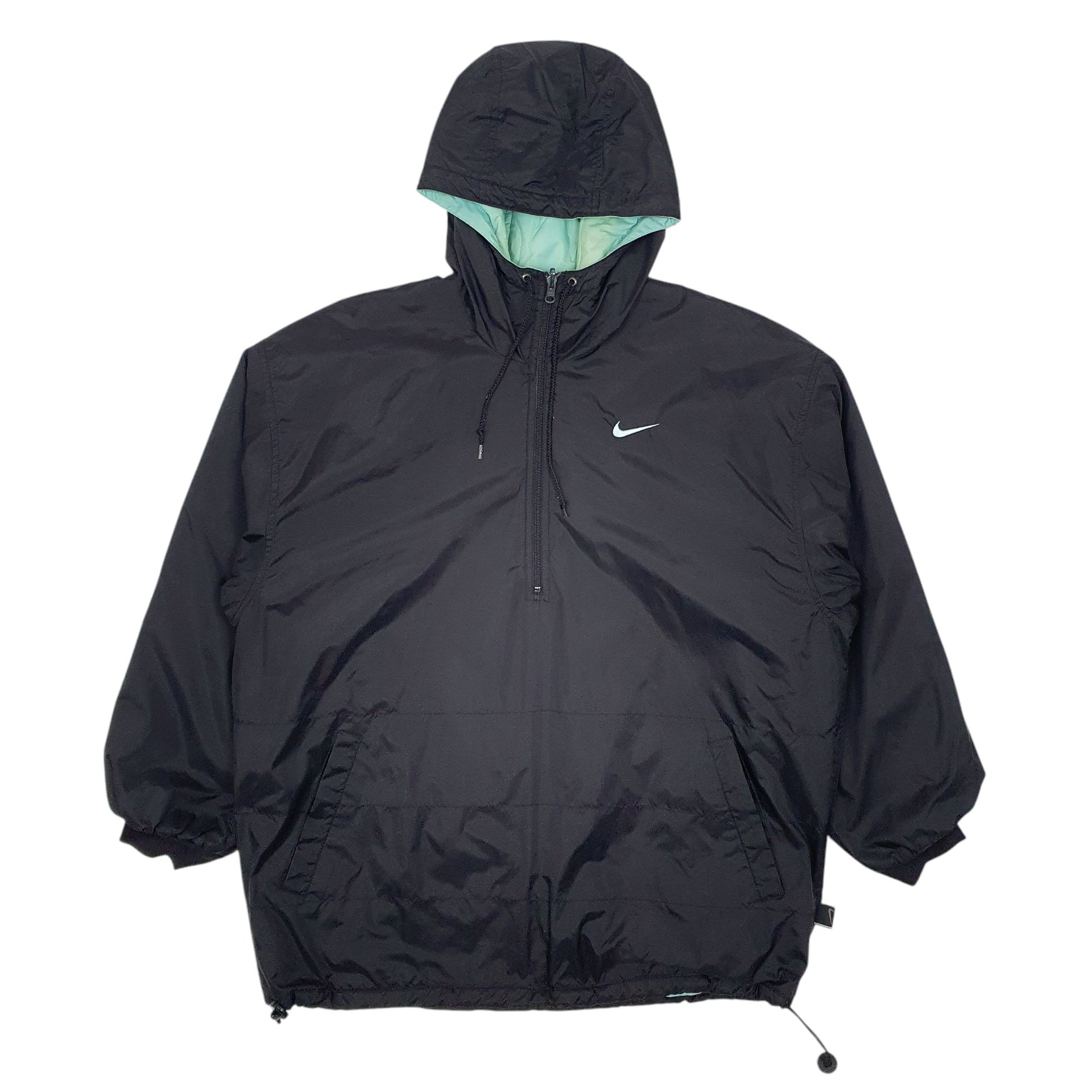 Womens Black Nike Vintage 90s Reversible Crewneck Coat