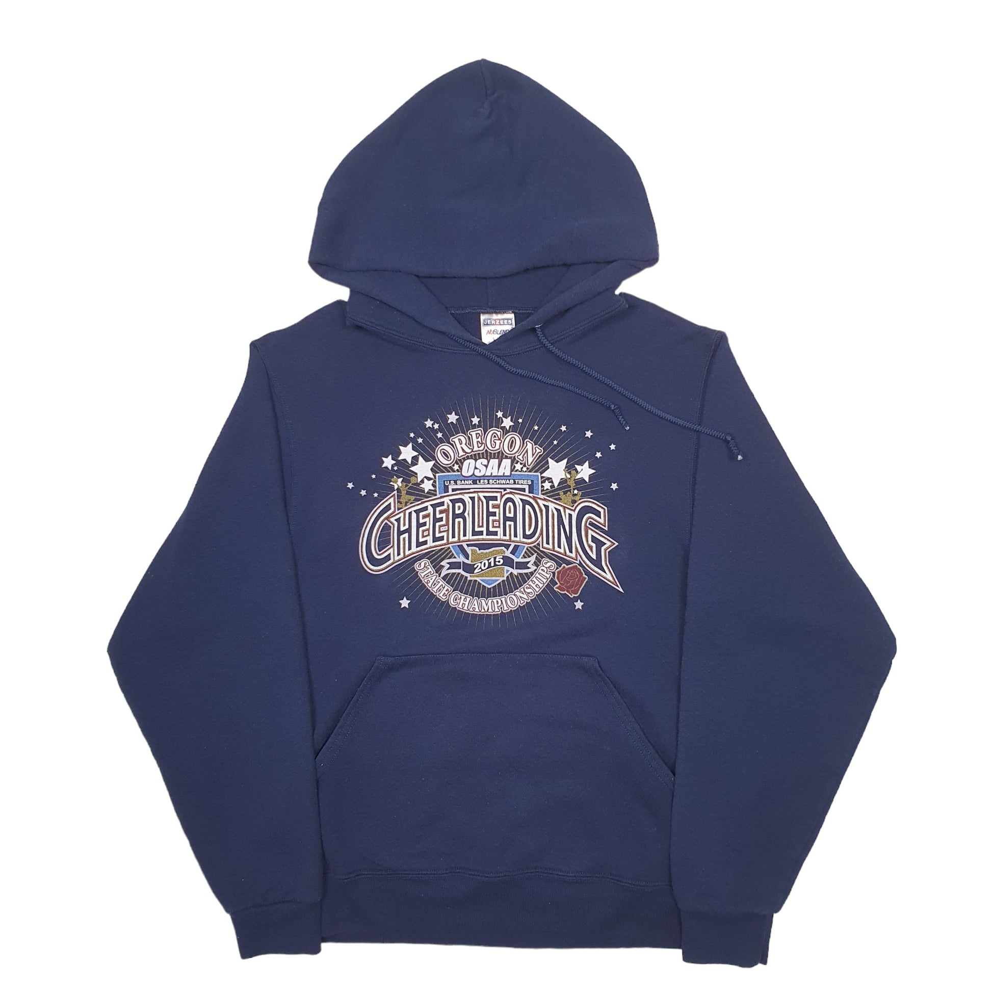 Womens Navy Jerzees Cheerleader USA College Hoodie Jumper