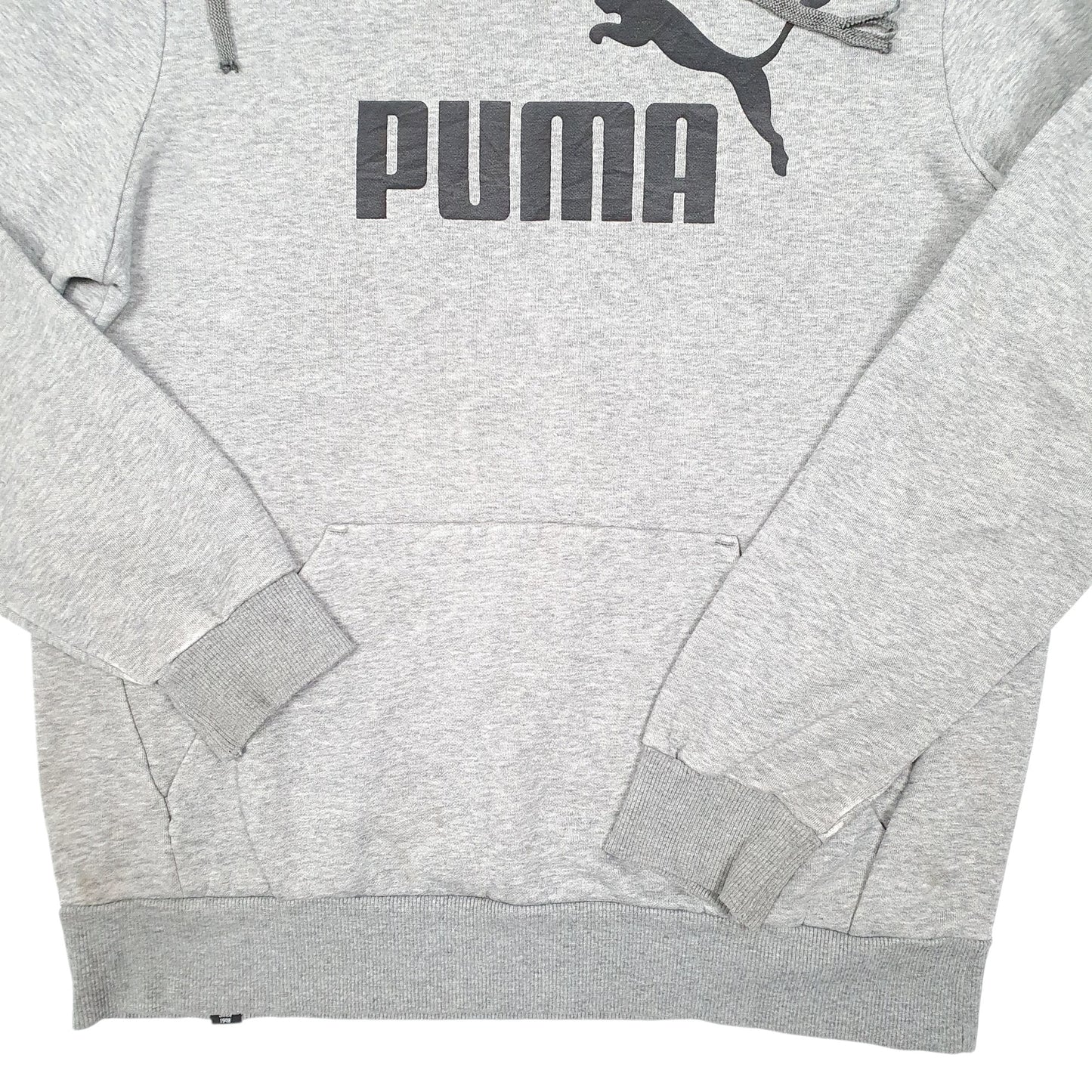 Mens Grey Puma Spellout Hoodie Jumper