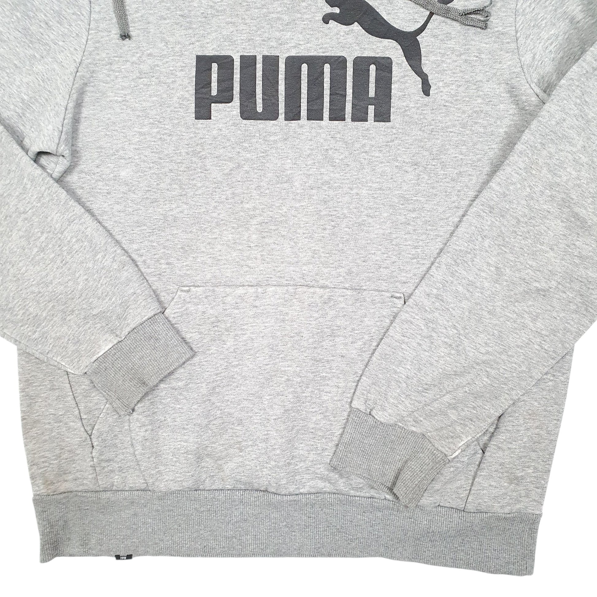 Mens Grey Puma Spellout Hoodie Jumper