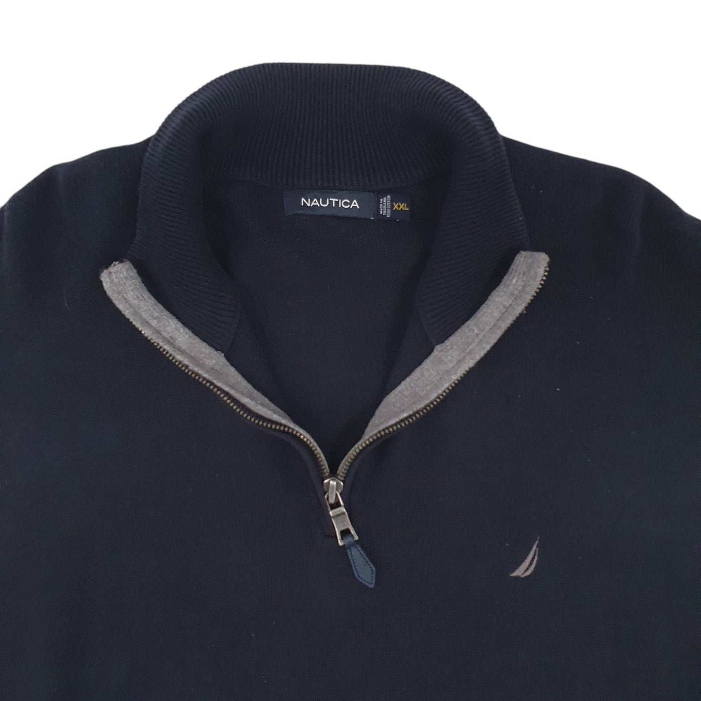 Mens Navy Nautica Knitwear Quarter Zip Jumper