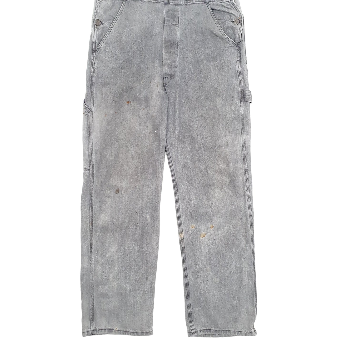 Mens Grey Dickies Denim Overalls Dungaree Trousers