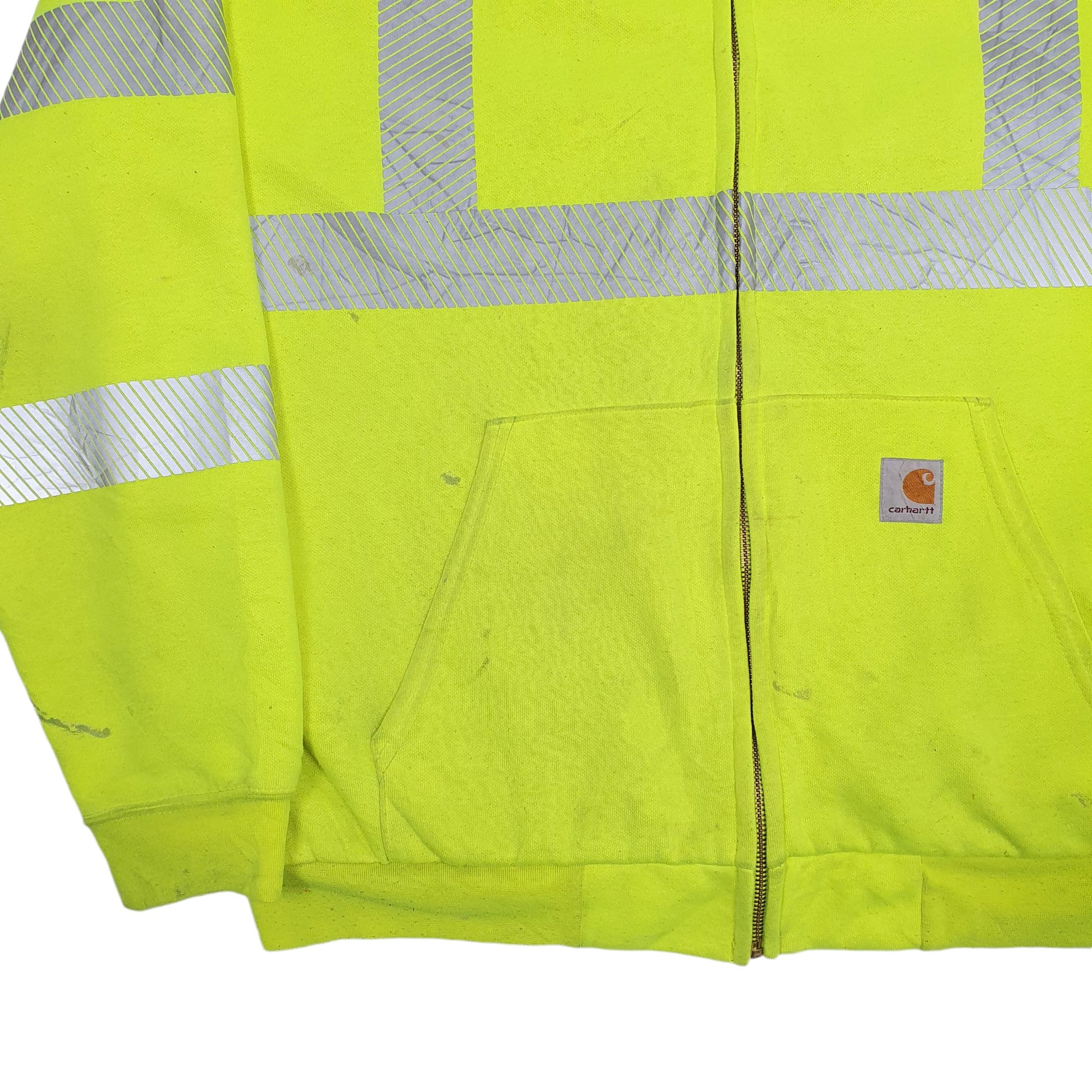 Mens Yellow Carhartt Hi Vis Reflective Safety Jacket Full Zip Jumper