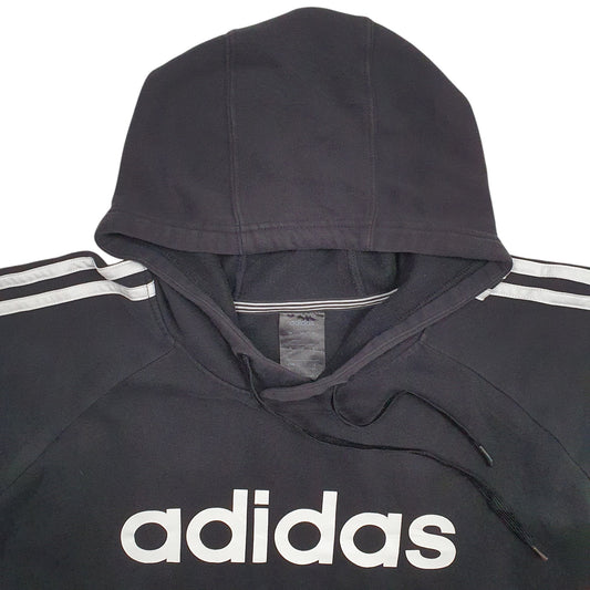 Mens Black Adidas Spellout Hoodie Jumper