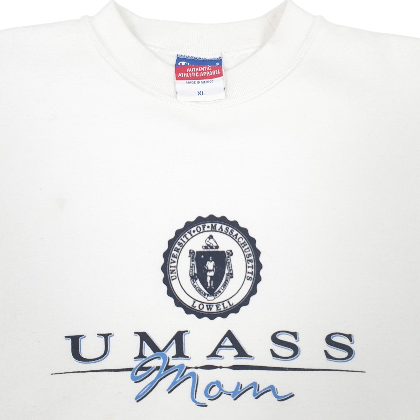 Mens White Champion University of Massachusetts Crewneck Jumper