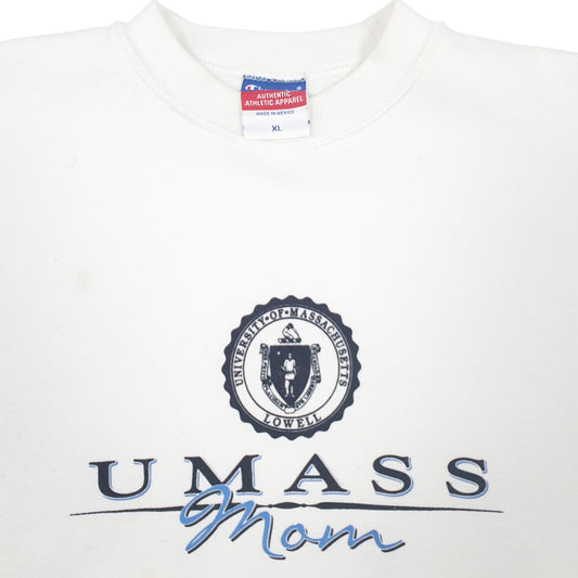 Mens White Champion University of Massachusetts Crewneck Jumper