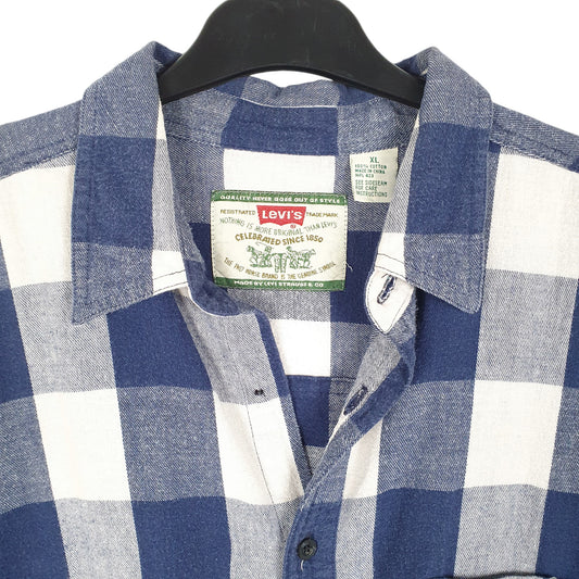 Mens Blue Levis Vintage Flannel Lumberjack Overshirt Shacket Long Sleeve Shirt