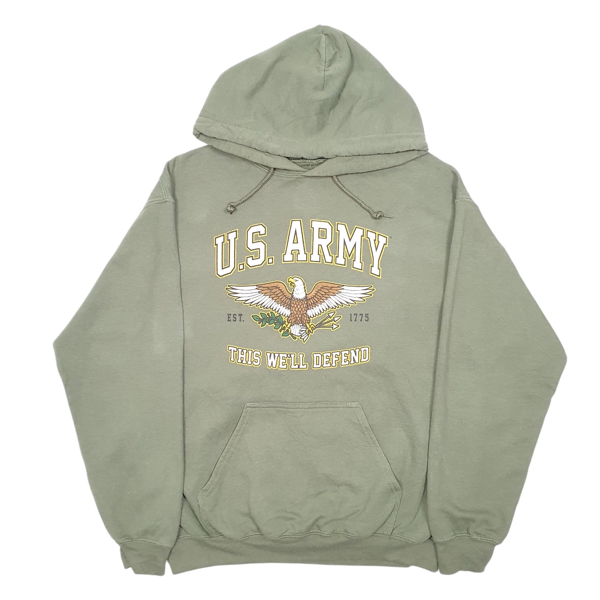 Mens Khaki U.S Army Spellout Hoodie Jumper