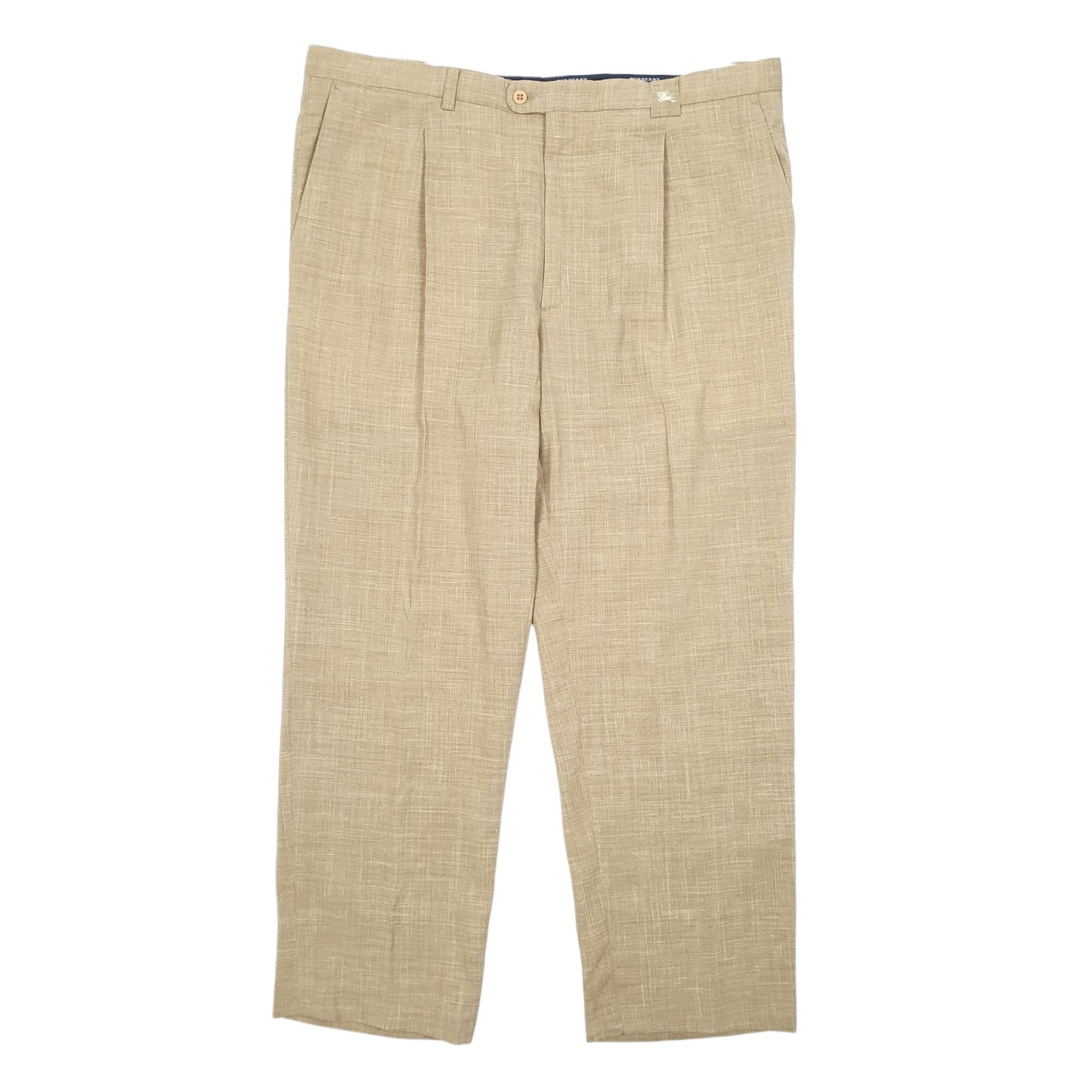 Mens Beige Burberry Hayden Double Pleated Chino Trousers