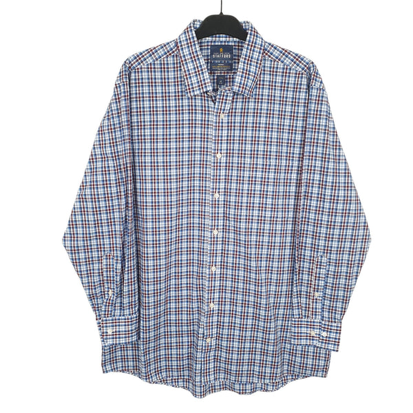 Stafford Regular Fit Long Sleeve Travel Easy Care Broadcloth Fitted Shirt L  – Bundl Clothing
