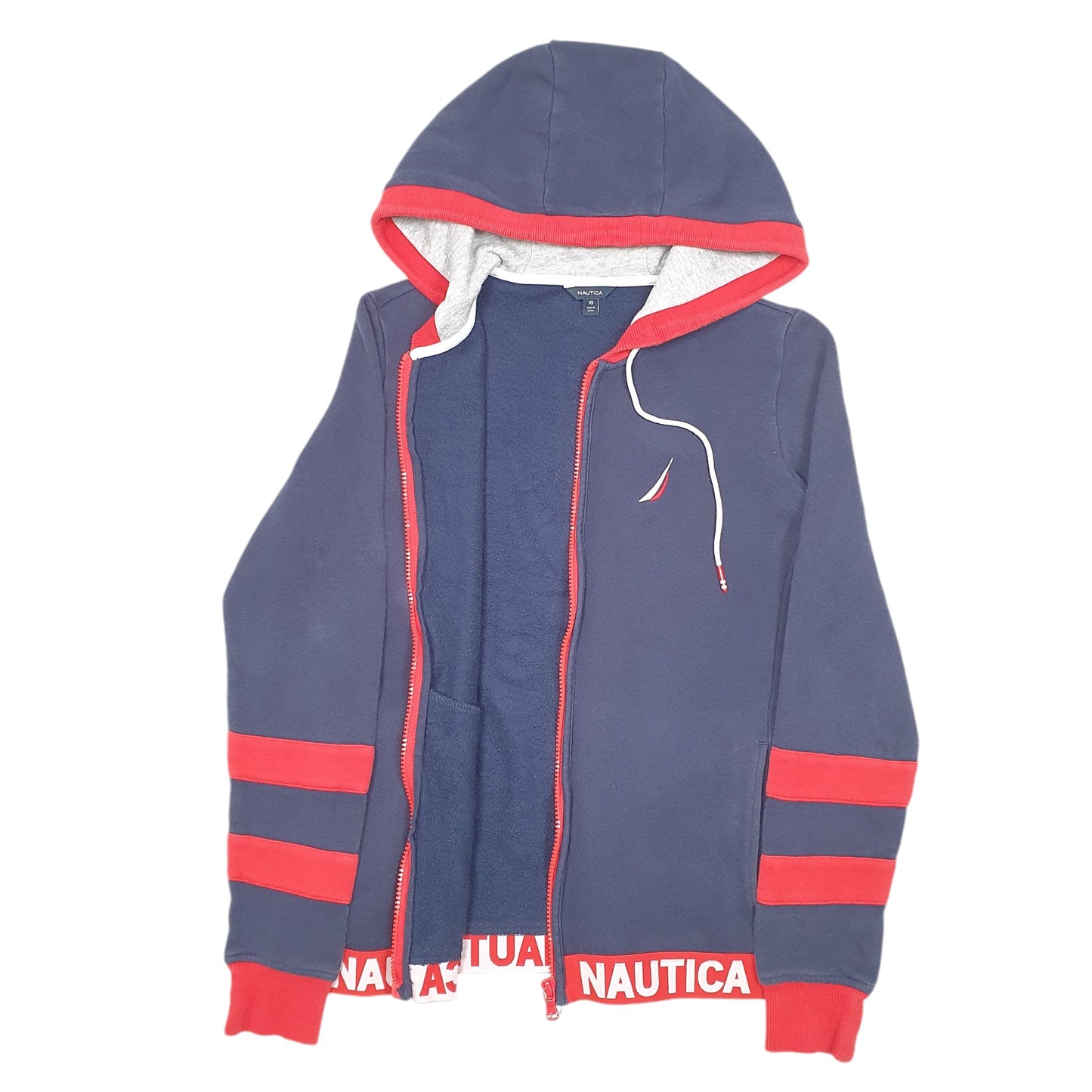 Womens Navy Nautica Hoodie Sailing Yachting Full Zip Jumper