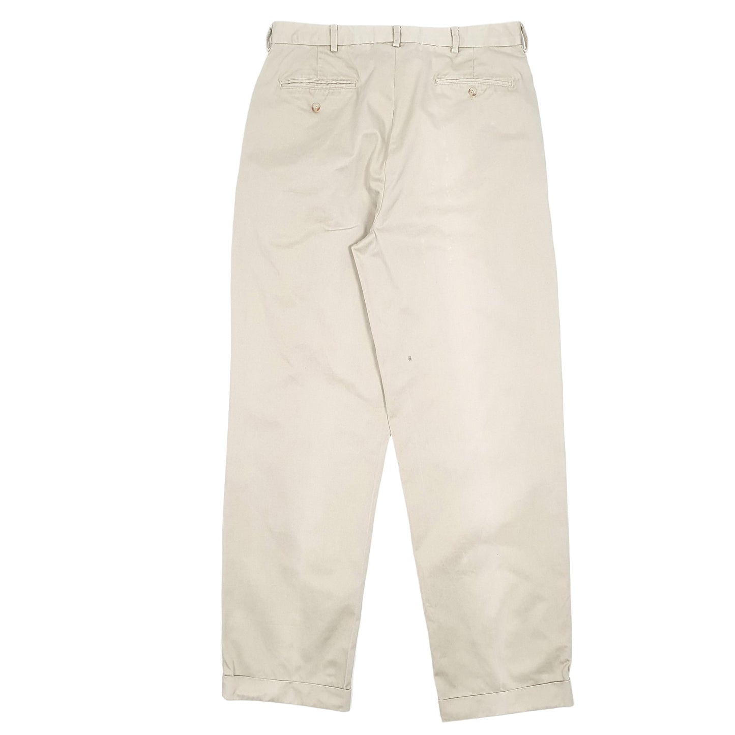 Mens Beige Polo Ralph Lauren Vintage Double Pleated Chino Trousers