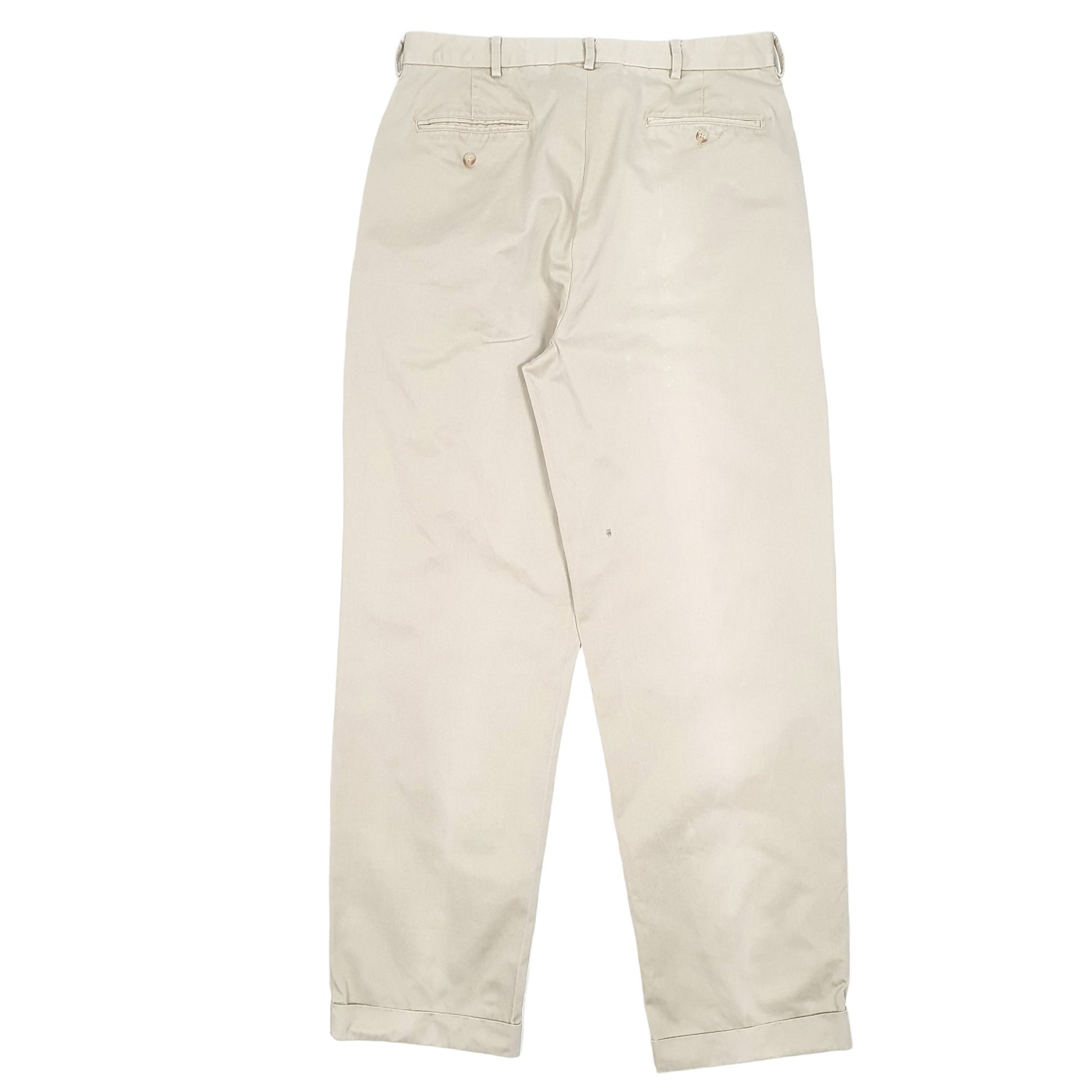 Mens Beige Polo Ralph Lauren Vintage Double Pleated Chino Trousers