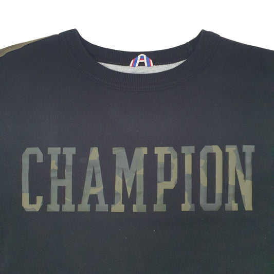 Mens Black Champion Spellout Crewneck Jumper