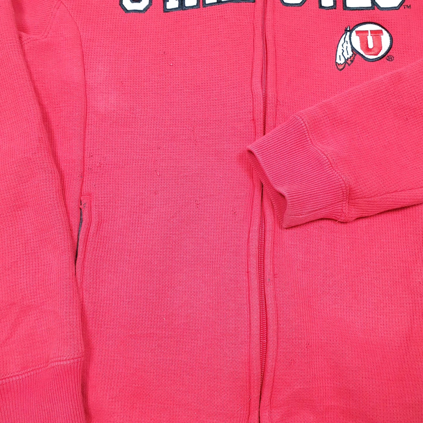 Mens Red Champion Utah Utes Hoodie USA Spellout Lined Full Zip Jumper