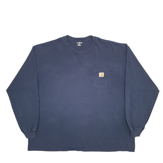 Mens Navy Carhartt  Long Sleeve T Shirt