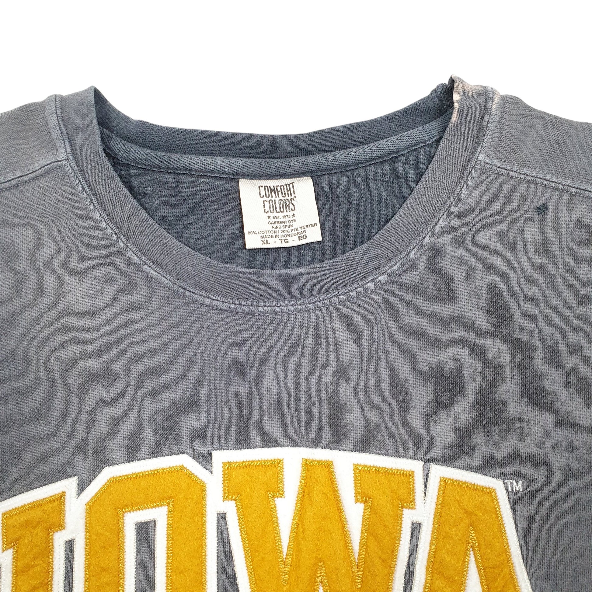 Mens Grey Comfort Colors Iowa State USA Fader Spellout Crewneck Jumper