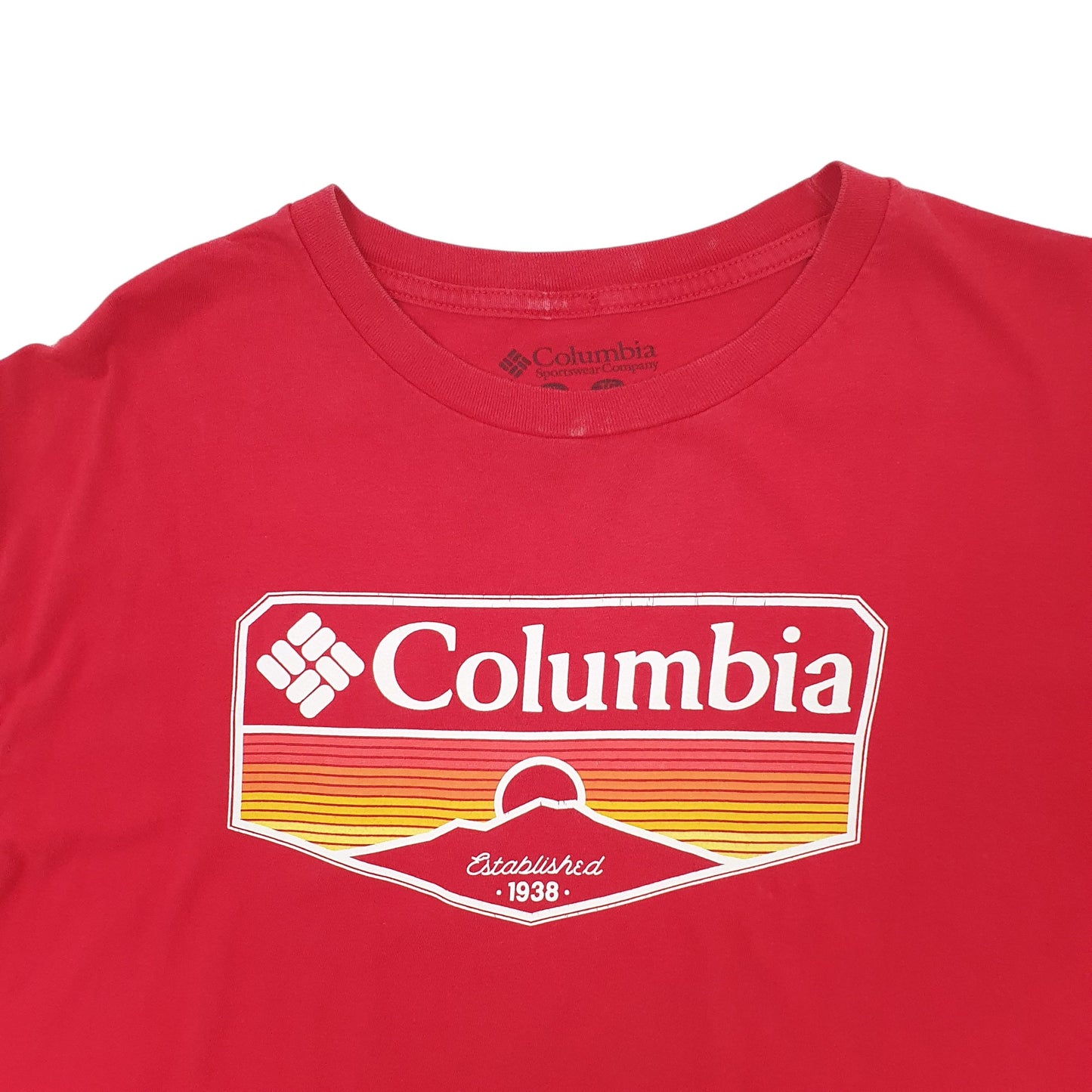 Mens Red Columbia Sportswear  Short Sleeve T Shirt