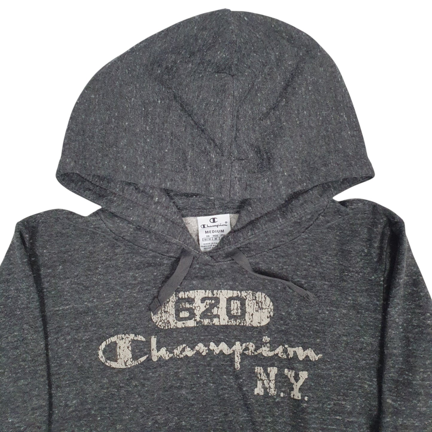 Womens Grey Champion Spellout Hoodie Jumper