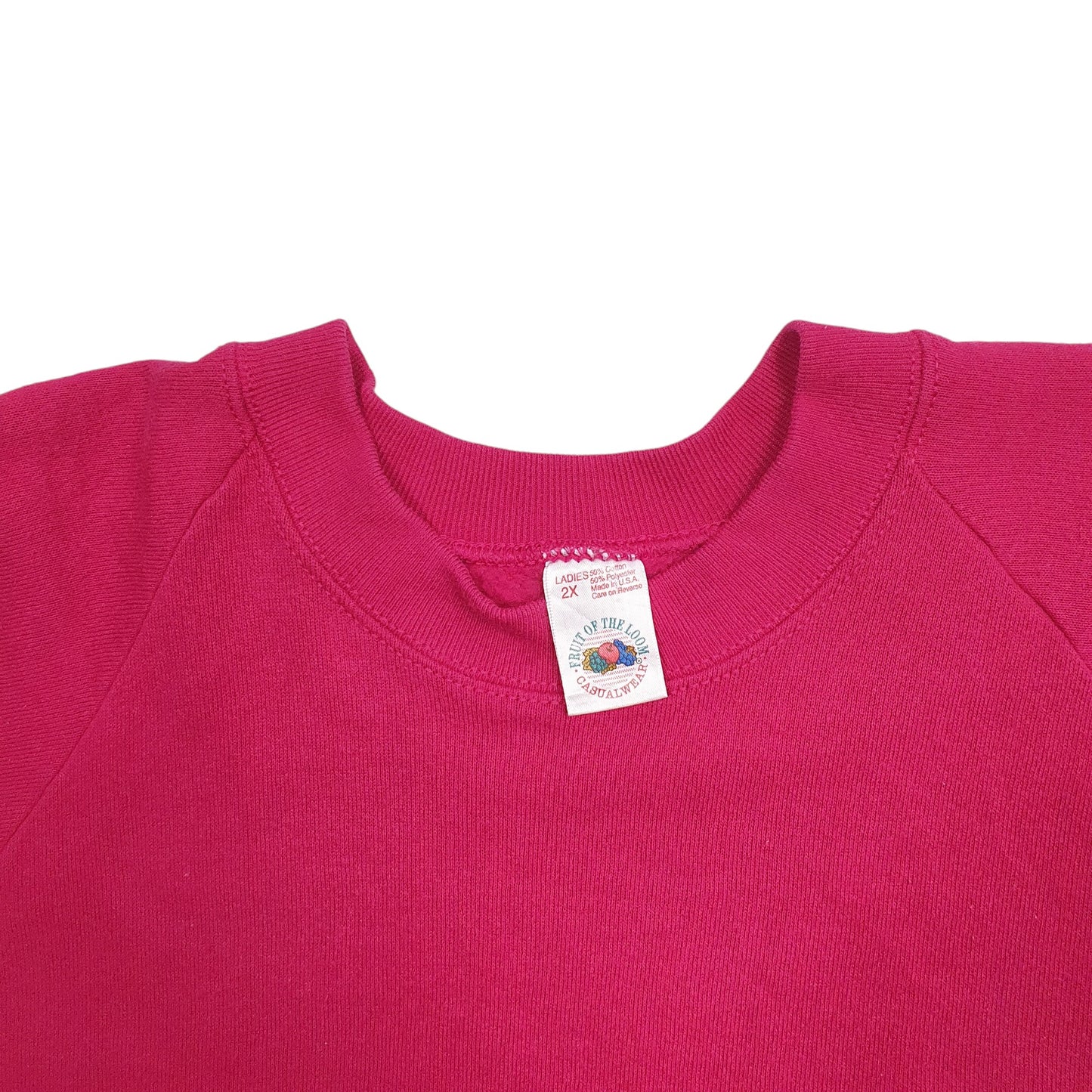 Womens Pink Fruit Of The Loom Made In USA Vintage 90's Crewneck Jumper