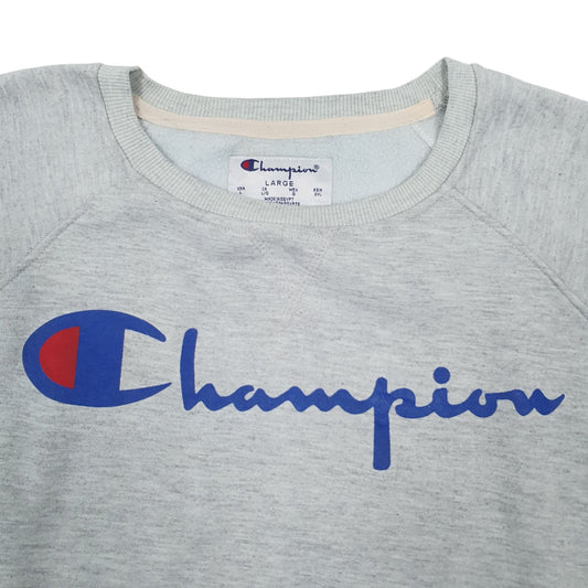 Womens Grey Champion Spellout Crewneck Jumper