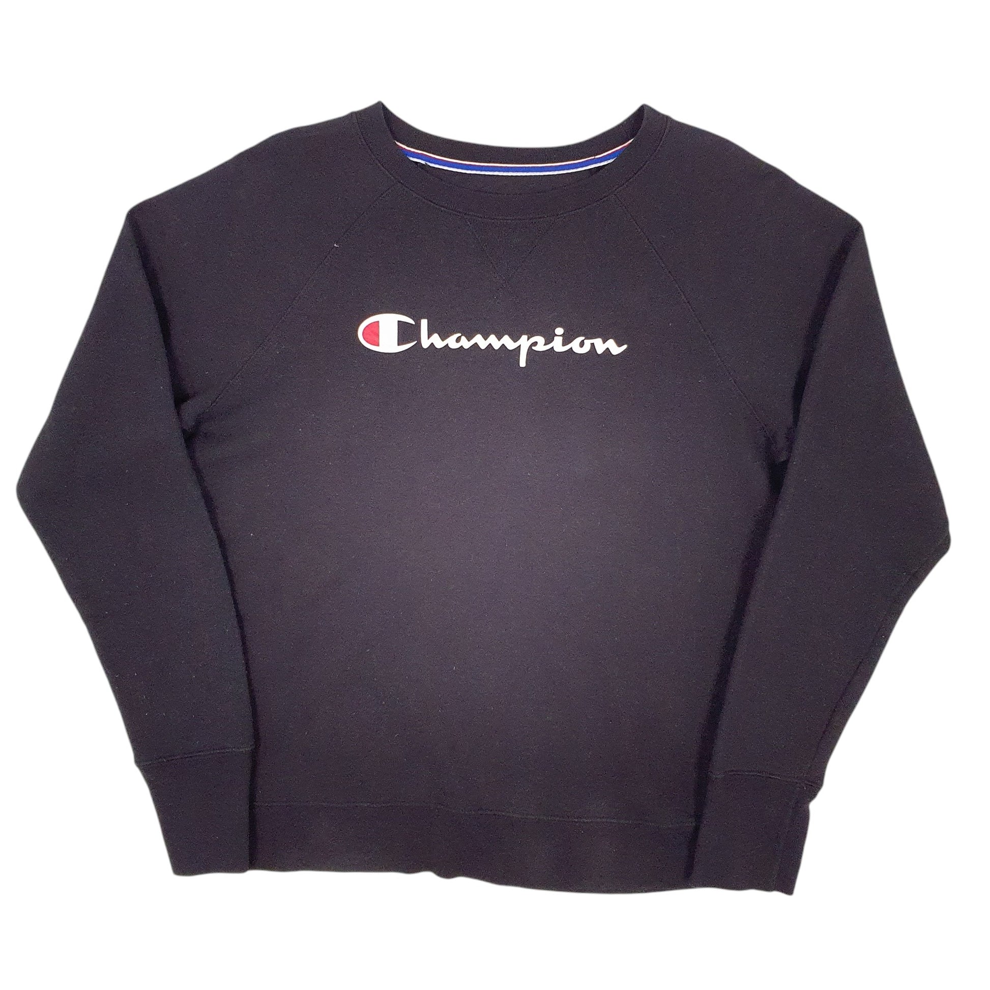 Mens Black Champion Spellout Crewneck Jumper