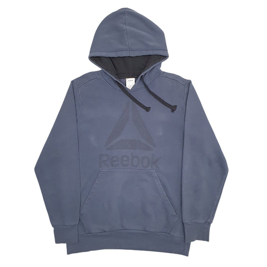 Mens Blue Reebok Spellout Hoodie Jumper
