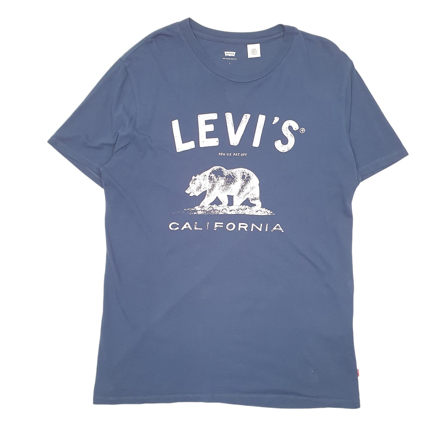 Mens Navy Levis California Spellout Grizzly Bear Short Sleeve T Shirt