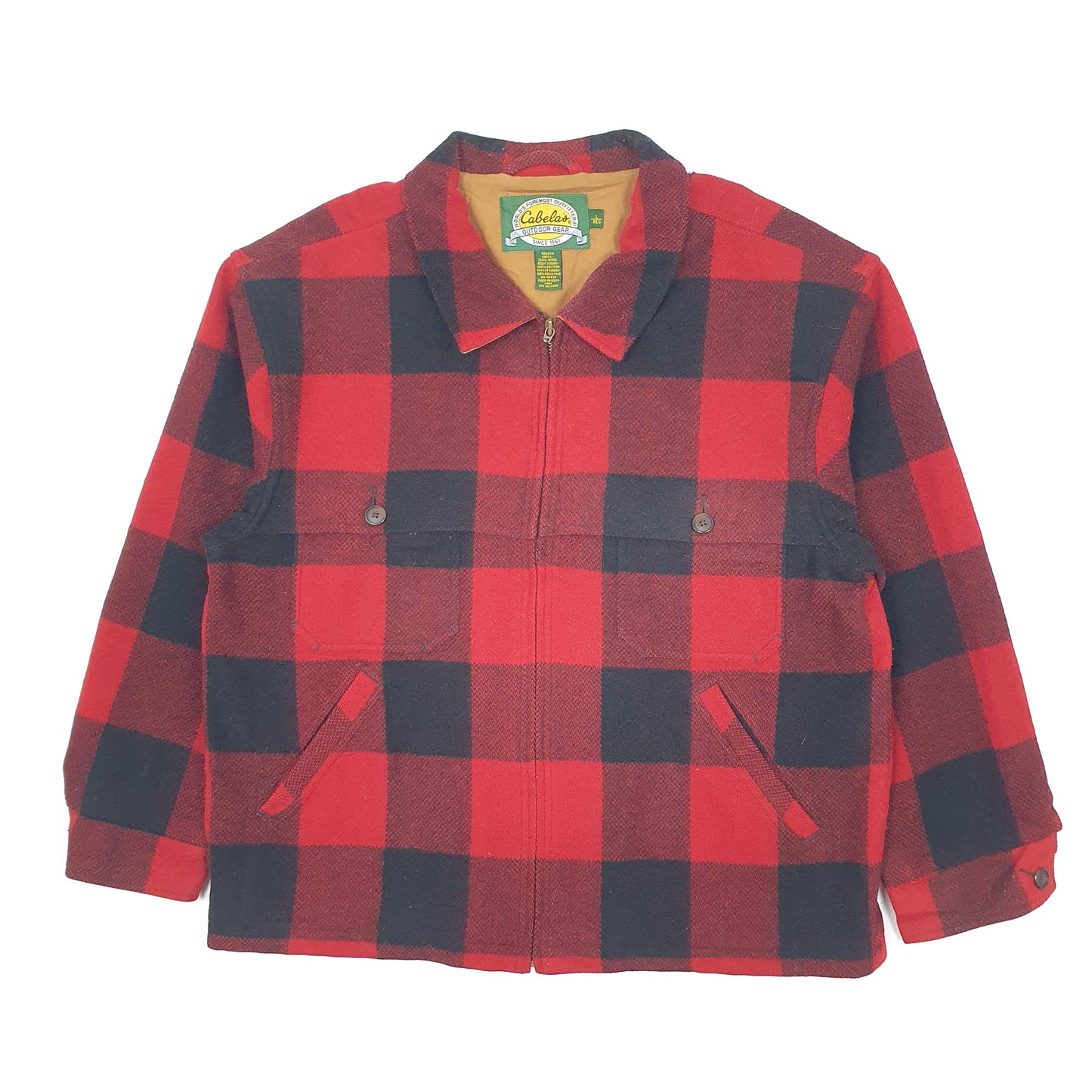 Mens Red Cabelas Hunting Plaid Mackinaw  Coat