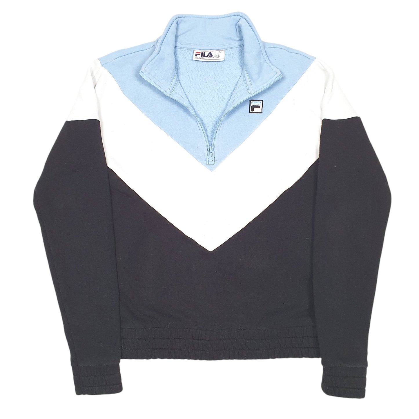 Mens Black Fila  Quarter Zip Jumper