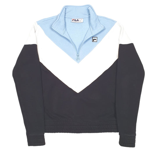 Mens Black Fila  Quarter Zip Jumper