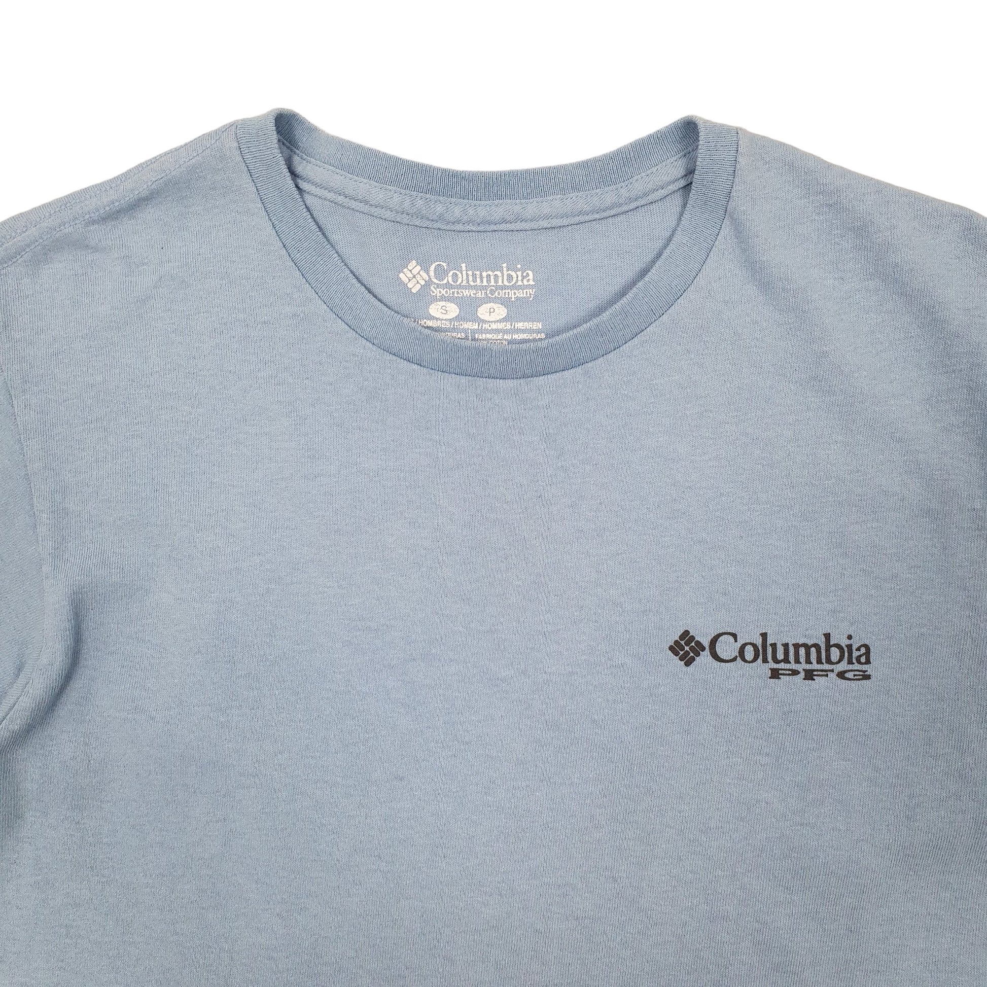 Mens Blue Columbia Sportswear PFG Fishing Short Sleeve T Shirt