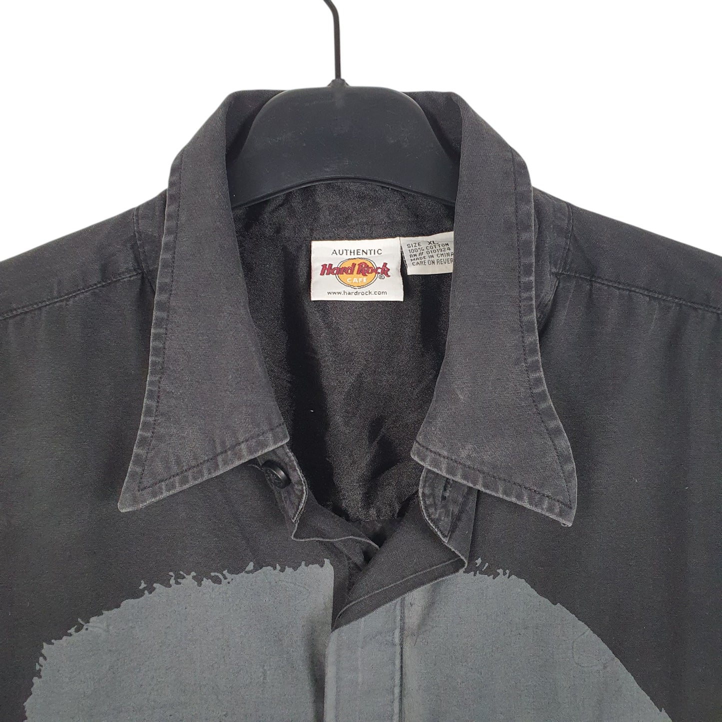 Mens Black Hard Rock Cafe Fender Skull Short Sleeve Shirt