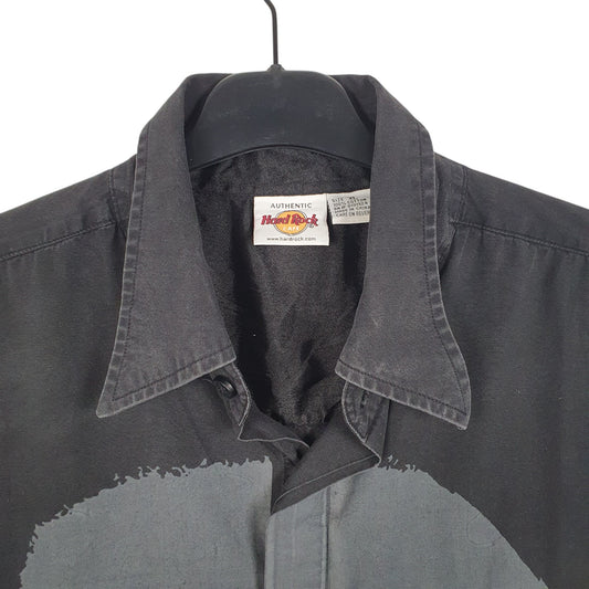 Mens Black Hard Rock Cafe Fender Skull Short Sleeve Shirt