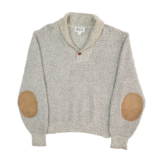 Mens Beige American eagle Vintage 1990s Chunky Knit Shoal Neck Jumper