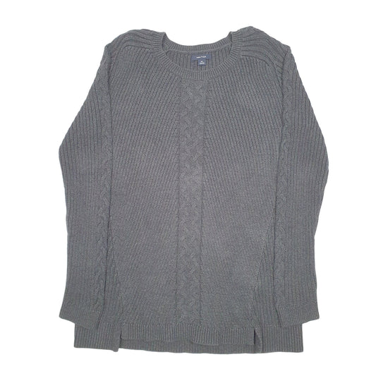 Womens Grey Nautica Knit Chunky Cable Crewneck Jumper