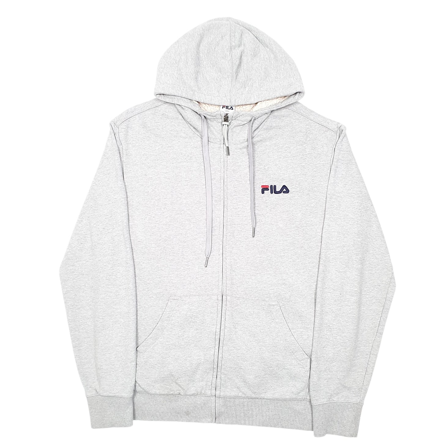 Mens Grey Fila Sherpa Fleece Lined Hoodie Full Zip Jumper