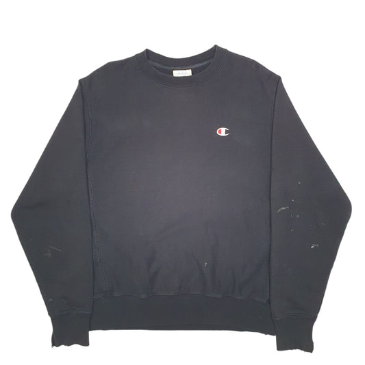 Mens Black Champion Reverse Weave Crewneck Jumper