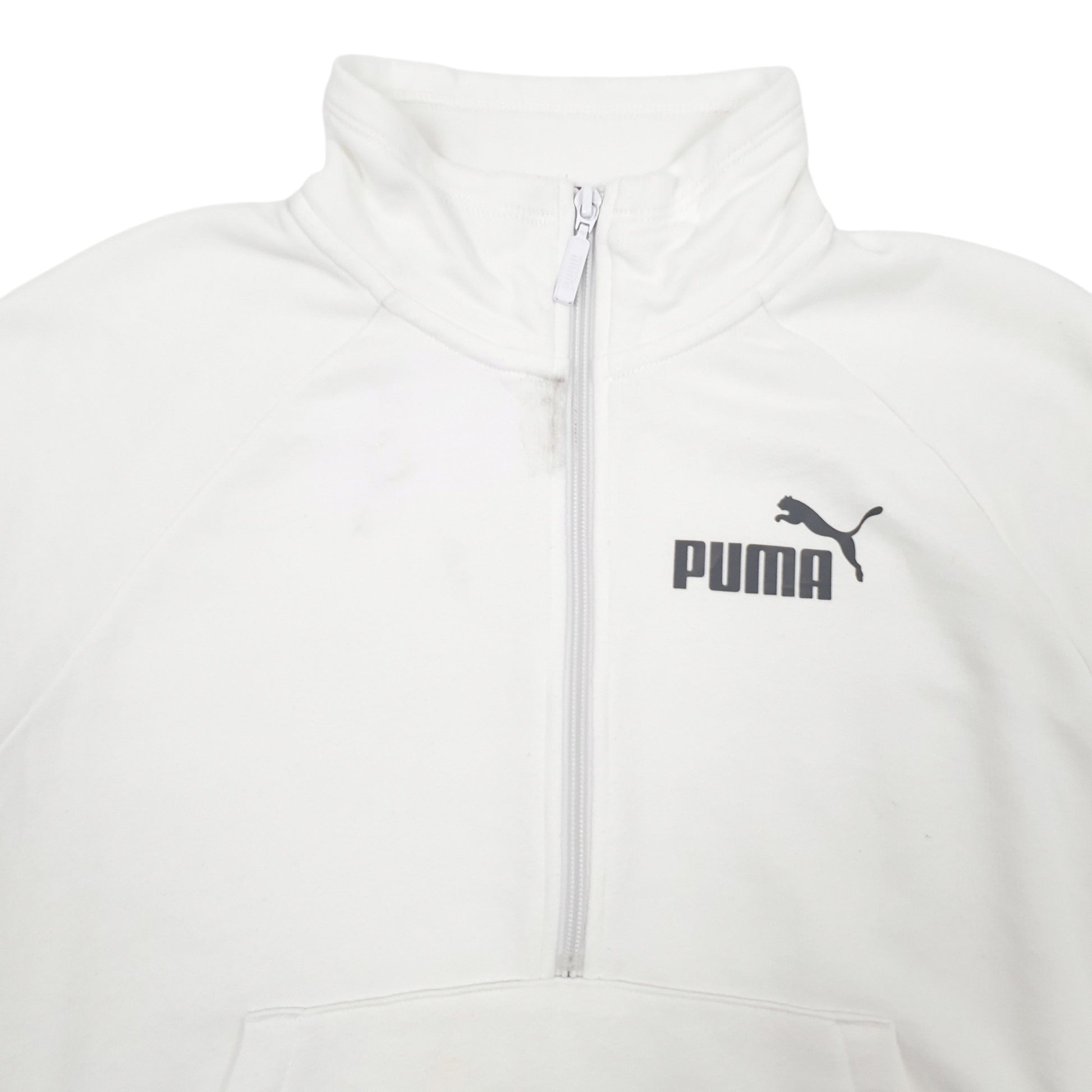 Womens White Puma  Quarter Zip Jumper