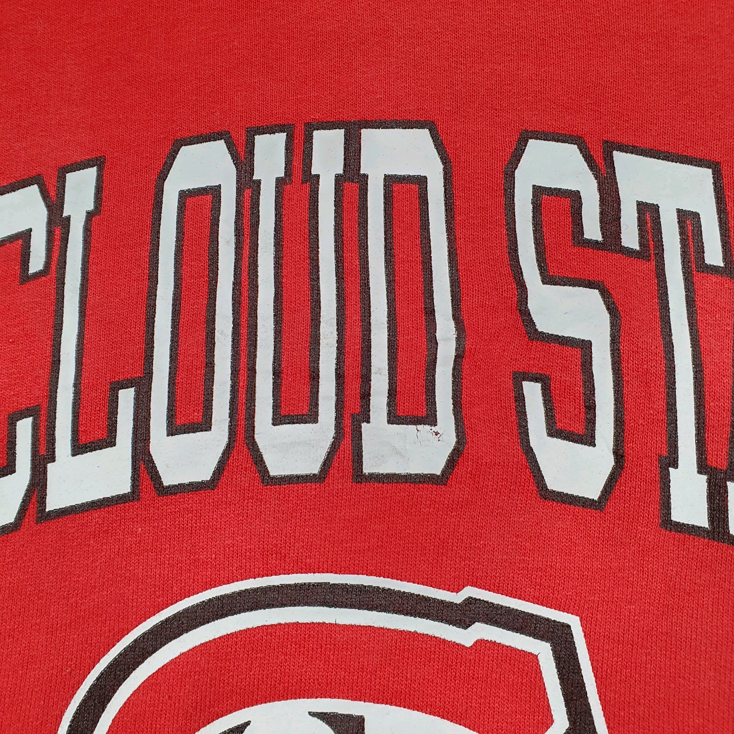 Mens Red Champion St Cloud State USA Spellout Hoodie Jumper