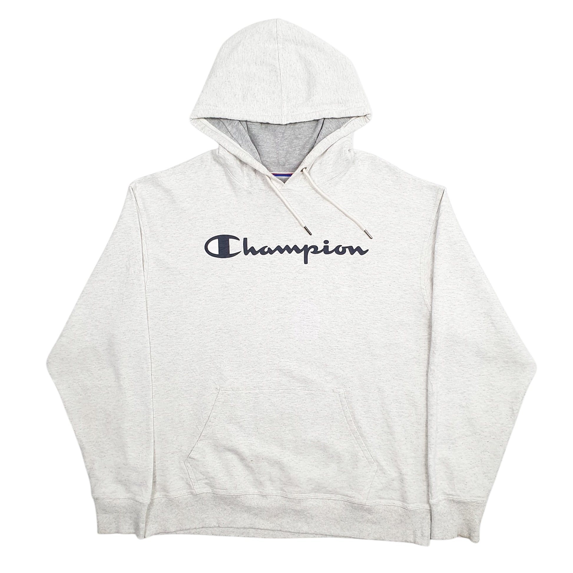 Mens Grey Champion Spellout Hoodie Jumper