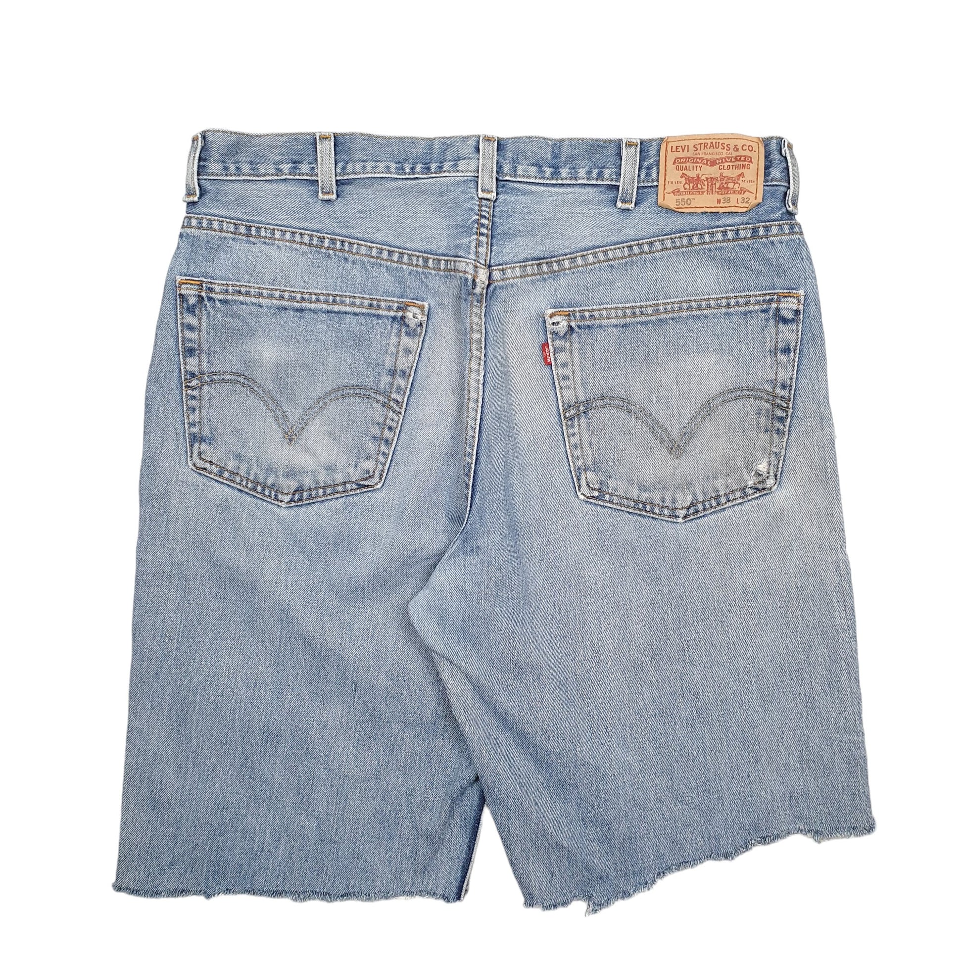 Mens Blue Levis Denim Jeans Jorts 550 Relaxed Cut Off Denim Shorts