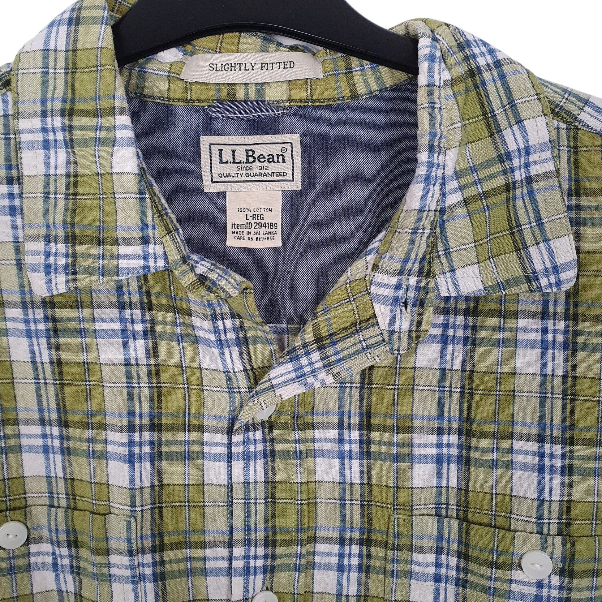 Mens Green L.L.Bean  Short Sleeve Shirt